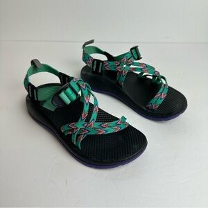 Chaco Dagger Ecotread Sandals Youth Size 4 Shoes Strappy Teal Purple Hiking